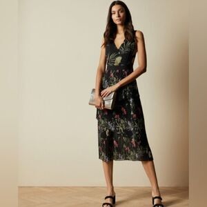 NWT Ted Baker Malinae Highland Tiered Pleated Midi Dress Size 4-6